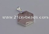 NGP6821 24*25mm hexagon rose quartz gemstone pendants wholesale