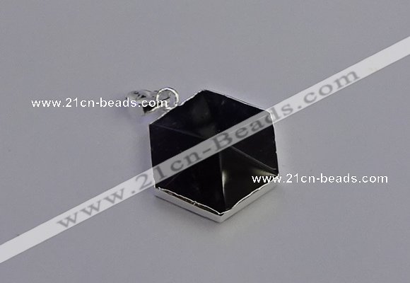 NGP6826 24*25mm hexagon amethyst gemstone pendants wholesale