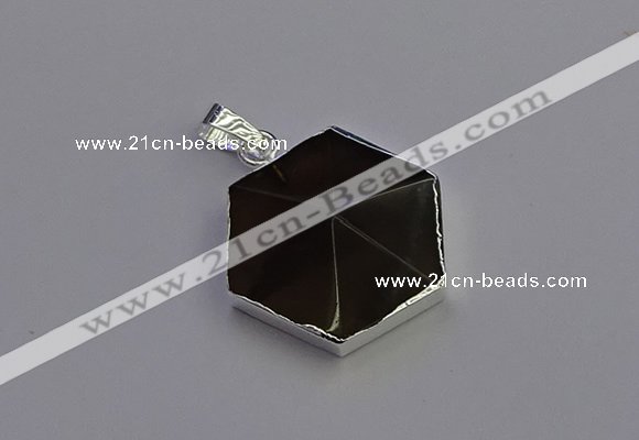 NGP6828 24*25mm hexagon smoky quartz pendants wholesale