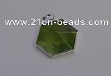 NGP6830 24*25mm hexagon green qutilated quartz pendants wholesale