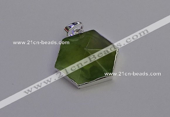 NGP6830 24*25mm hexagon green qutilated quartz pendants wholesale
