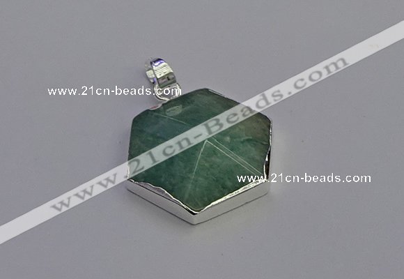 NGP6832 24*25mm hexagon amazonite gemstone pendants wholesale