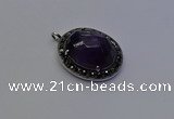 NGP6862 20*25mm oval amethyst gemstone pendants wholesle