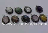 NGP6878 20*25mm oval mixed gemstone pendants wholesle