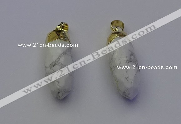 NGP6880 12*30mm - 15*30mm faceted bullet white howlite pendants