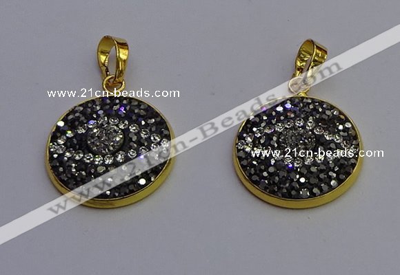 NGP6890 20mm - 22mm coin druzy agate pendants wholesale