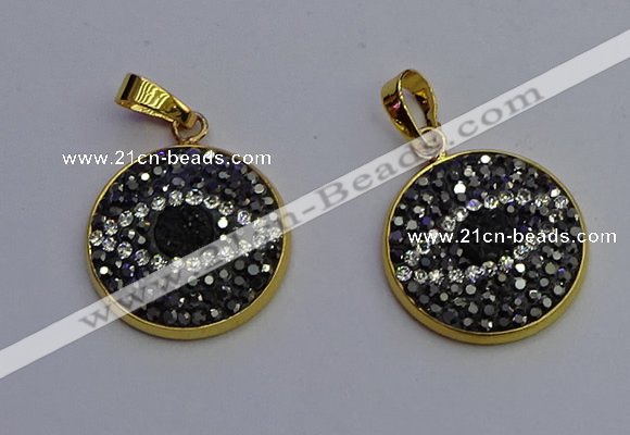 NGP6891 20mm - 22mm coin druzy agate pendants wholesale