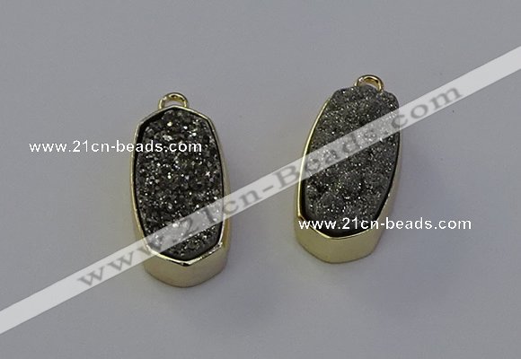 NGP6907 10*22mm - 12*25mm freeform plated druzy quartz pendants