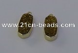 NGP6908 10*22mm - 12*25mm freeform plated druzy quartz pendants