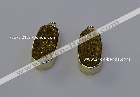 NGP6908 10*22mm - 12*25mm freeform plated druzy quartz pendants