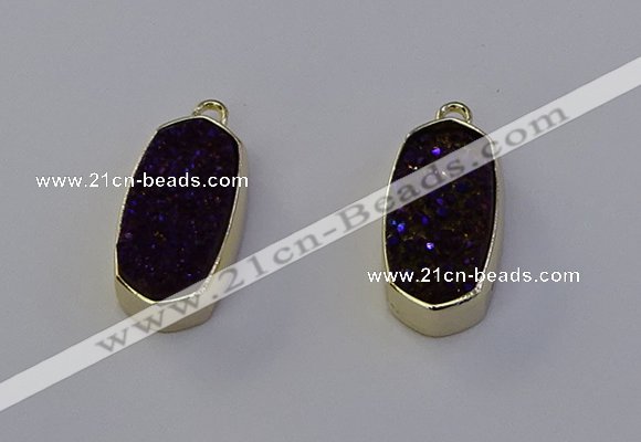 NGP6912 10*22mm - 12*25mm freeform plated druzy quartz pendants