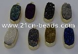 NGP6915 10*22mm - 12*25mm freeform plated druzy quartz pendants