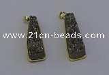 NGP6930 10*30mm - 12*35mm trapezoid plated druzy quartz pendants