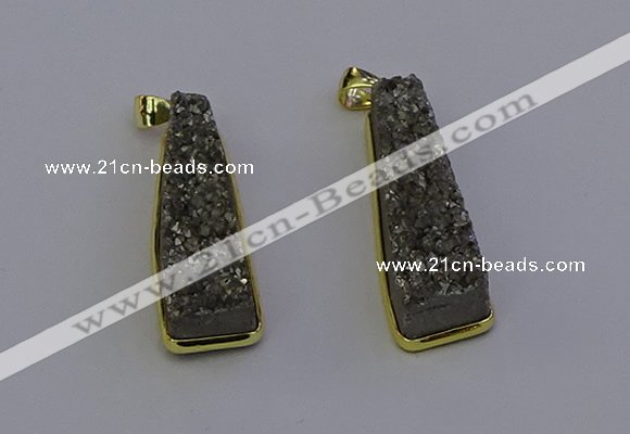 NGP6930 10*30mm - 12*35mm trapezoid plated druzy quartz pendants