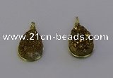 NGP6935 13*18mm - 15*20mm flat teardrop plated druzy quartz pendants