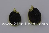 NGP6937 16*22mm - 18*25mm oval plated druzy quartz pendants