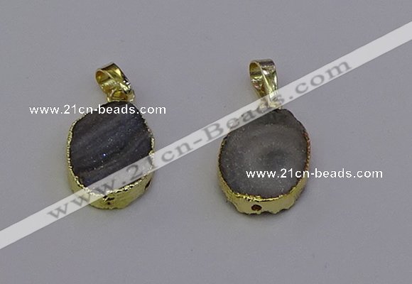 NGP6941 15*20mm oval druzy agate pendants wholesale