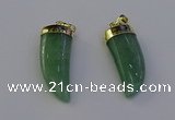 NGP6999 12*40mm - 15*45mm horn green aventurine pendants wholesale