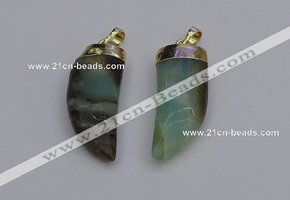 NGP7036 12*35mm - 14*40mm horn amazonite pendants wholesale