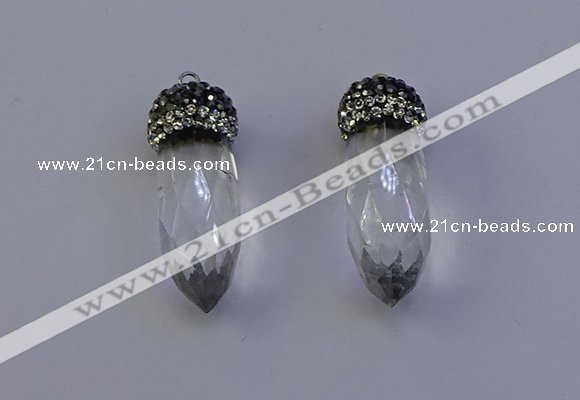 NGP7055 12*30mm - 15*35mm faceted bullet white crystal pendants