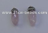 NGP7056 12*30mm - 15*35mm faceted bullet rose quartz pendants