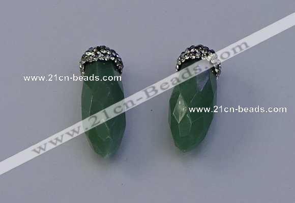 NGP7064 12*30mm - 15*35mm faceted bullet green aventurine pendants