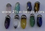 NGP7075 12*30mm - 15*35mm faceted bullet mixed gemstone pendants