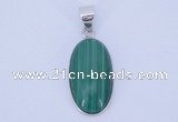 NGP708 12*24mm oval natural malachite with sterling silver pendant