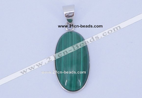 NGP708 12*24mm oval natural malachite with sterling silver pendant