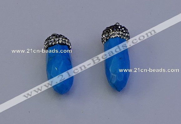 NGP7082 12*30mm - 15*35mm faceted bullet white howlite turquoise pendants