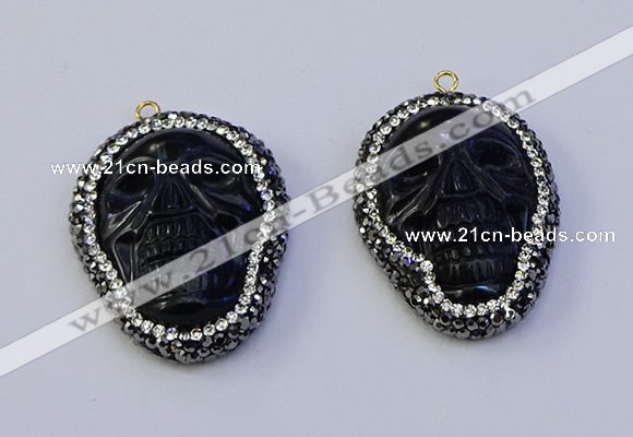 NGP7091 30*40mm skull white jade pendants wholesale