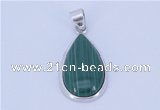 NGP710 14*37mm teardrop natural malachite with sterling silver pendant