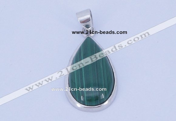 NGP710 14*37mm teardrop natural malachite with sterling silver pendant