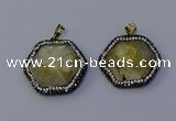 NGP7113 30*30mm hexagon citrine gemstone pendants wholesale