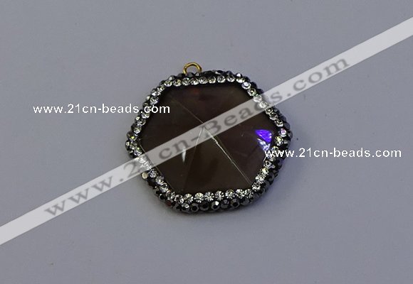 NGP7115 30*30mm hexagon smoky quartz pendants wholesale