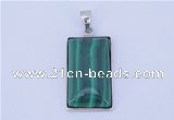 NGP712 13*25mm rectangle natural malachite with sterling silver pendant