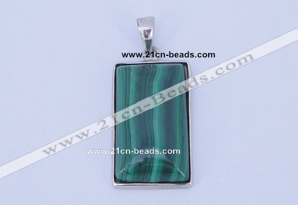 NGP712 13*25mm rectangle natural malachite with sterling silver pendant