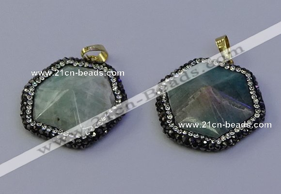 NGP7120 30*30mm hexagon amazonite gemstone pendants wholesale