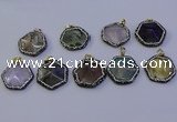 NGP7126 30*30mm hexagon mixed gemstone pendants wholesale