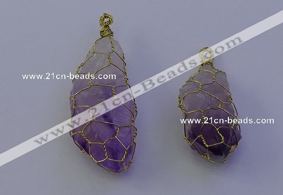 NGP7147 20*40mm - 30*45mm faceted nuggets amethyst pendants