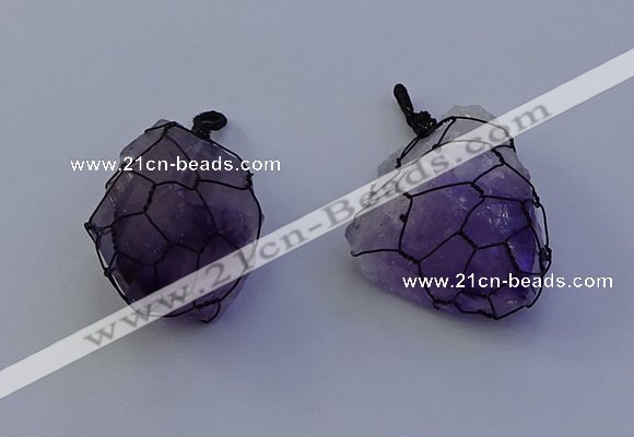 NGP7148 20*40mm - 30*45mm faceted nuggets amethyst pendants