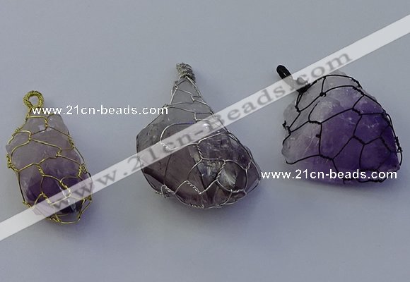 NGP7149 20*40mm - 30*45mm faceted nuggets amethyst pendants