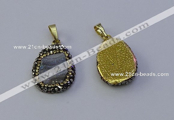 NGP7151 20*25mm freeform druzy agate pendants wholesale