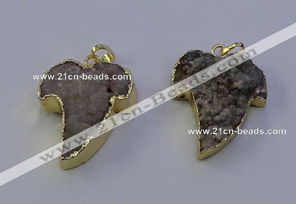 NGP7153 25*35mm teeth-shaped druzy agate pendants wholesale