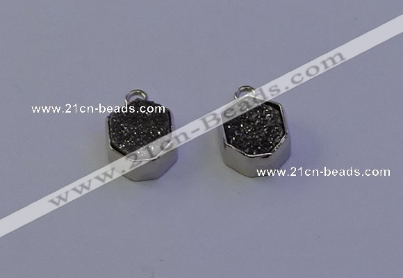 NGP7157 12*15mm plated druzy agate pendants wholesale