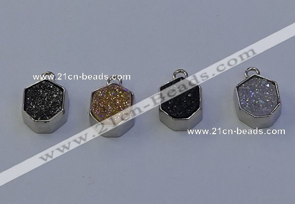 NGP7159 12*15mm plated druzy agate pendants wholesale