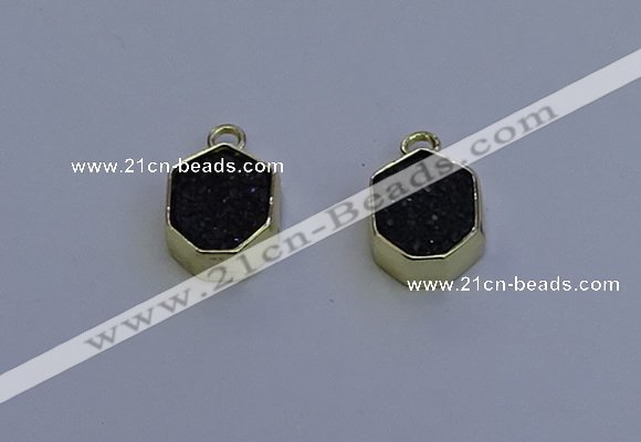 NGP7164 12*15mm plated druzy agate pendants wholesale