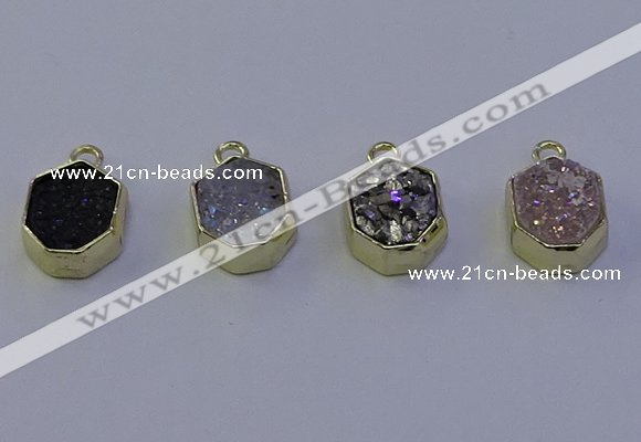 NGP7165 12*15mm plated druzy agate pendants wholesale