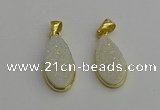 NGP7178 10*20mm flat teardrop druzy quartz pendants wholesale