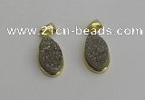 NGP7180 10*20mm flat teardrop plated druzy quartz pendants